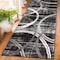 World Rug Gallery Modern Wavy Circles Design 2' x 7'2'' Black 377BLACK2X7 - alternate 2